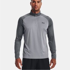 Under Armour UA Velocity Men's White and Gray Long Sleeve 1/4 Zip Top
